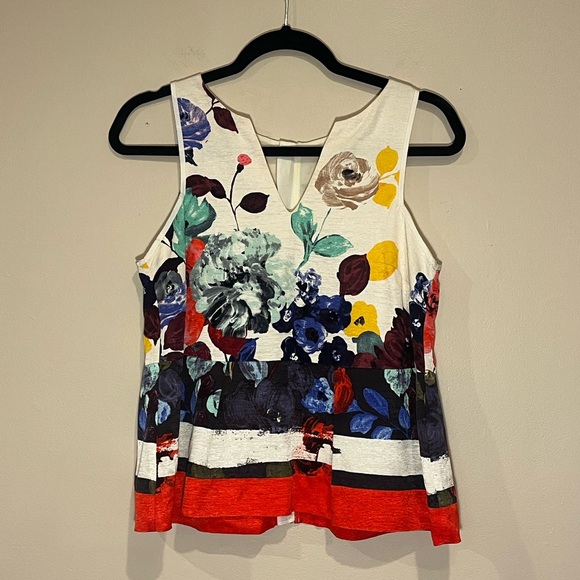 HD in Paris Tops - Anthropologie HD in Paris Sleeveless Top Zip Back Abstract Floral Size 2